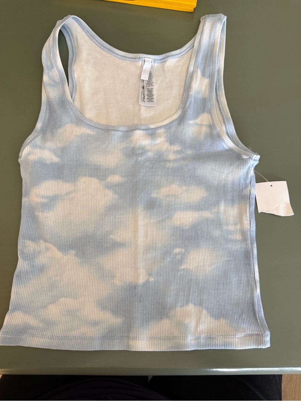 SKIMS Sky Cloud Ribbed Tank in Light Blue and White